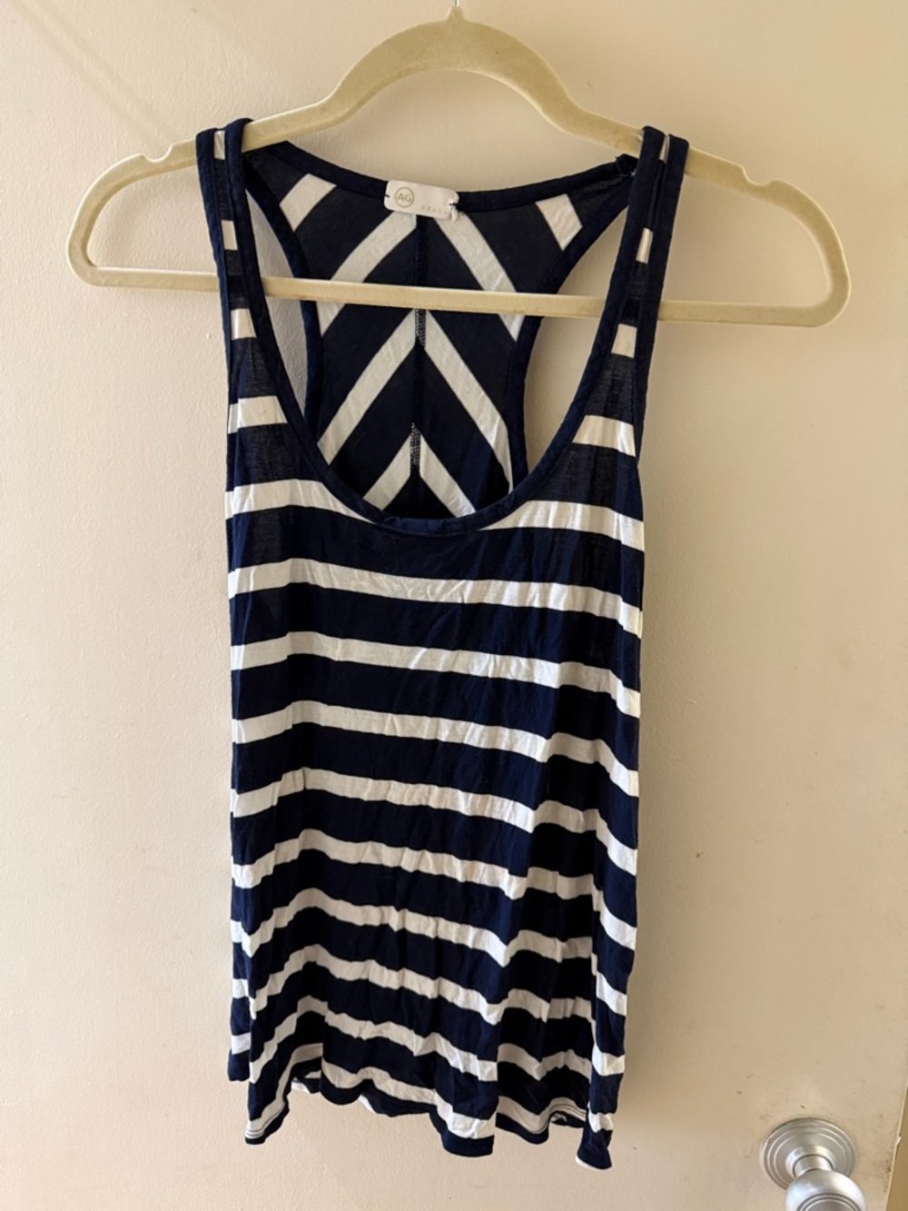 Ag Adriano Goldschmied Navy and White Striped Tank
